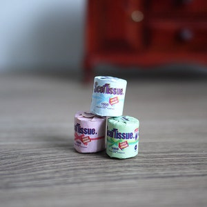 Miniature Bathroom tissue, Dollhouse Bathroom tissue, Miniature toilet paper, Bathroom tissue, 1 12th scale - F036