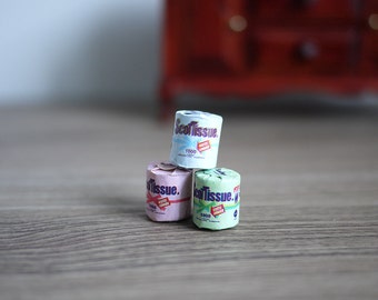 Miniature Bathroom tissue, Dollhouse Bathroom tissue, Miniature toilet paper, Bathroom tissue, 1 12th scale - F036