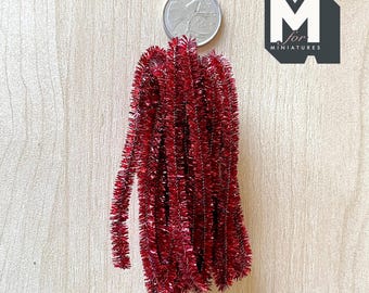 1:12 Scale Miniature Red Tinsel Garland, 78 inch Long, Cut to length, DIY Dollhouse Supply