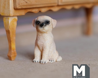 ミニチュア座りラブラドール子犬 1/12スケール ジオラマ犬 高さ1-1/4インチ（キャスト樹脂製）（クリーム色） - C062