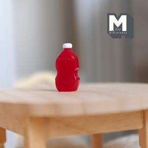 Miniature Ketchup Bottle 1:12 Scale Dollhouse Supplies Food Dressing Bottle 13/16 inch tall (plastic) (red) - F035
