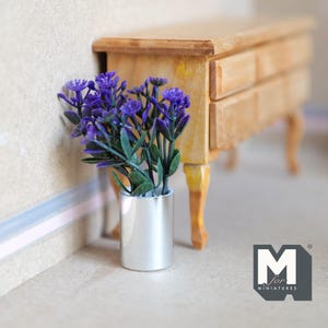 Dollhouse Supplies potted plants dolls house decoration living room 1 12th scale miniature (purple) - F091