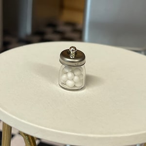 1:12 Dollhouse Supplies Miniature Cotton Balls Glass Container , Cotton Ball Jar , Cotton Ball Container - F034