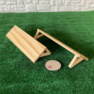 1:12 Stained Long Miniature Wall Shelves , Wall Rack , Decorative Shelf , Display Shelf  Set of 2 - D049
