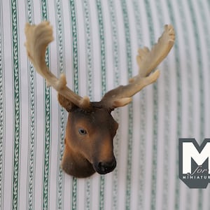 Dollhouse Miniature Deer Head Wall Mount Decoration - E092