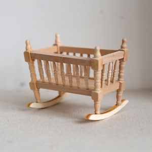 Dollhouse Miniature unpainted, unfinished, baby cribs toddler infant bed dolls house wooden bed 1 12th scale miniature - TWS2