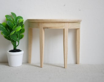 1:12 Dollhouse furniture miniature unfinished unpainted foyer table half moon halfmoon table door entry table entrance table - H014