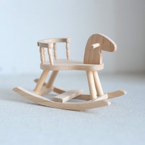 Dollhouse Supplies Miniature Unfinished, Unpainted Rocking Horse Small Trojan Horse - H015