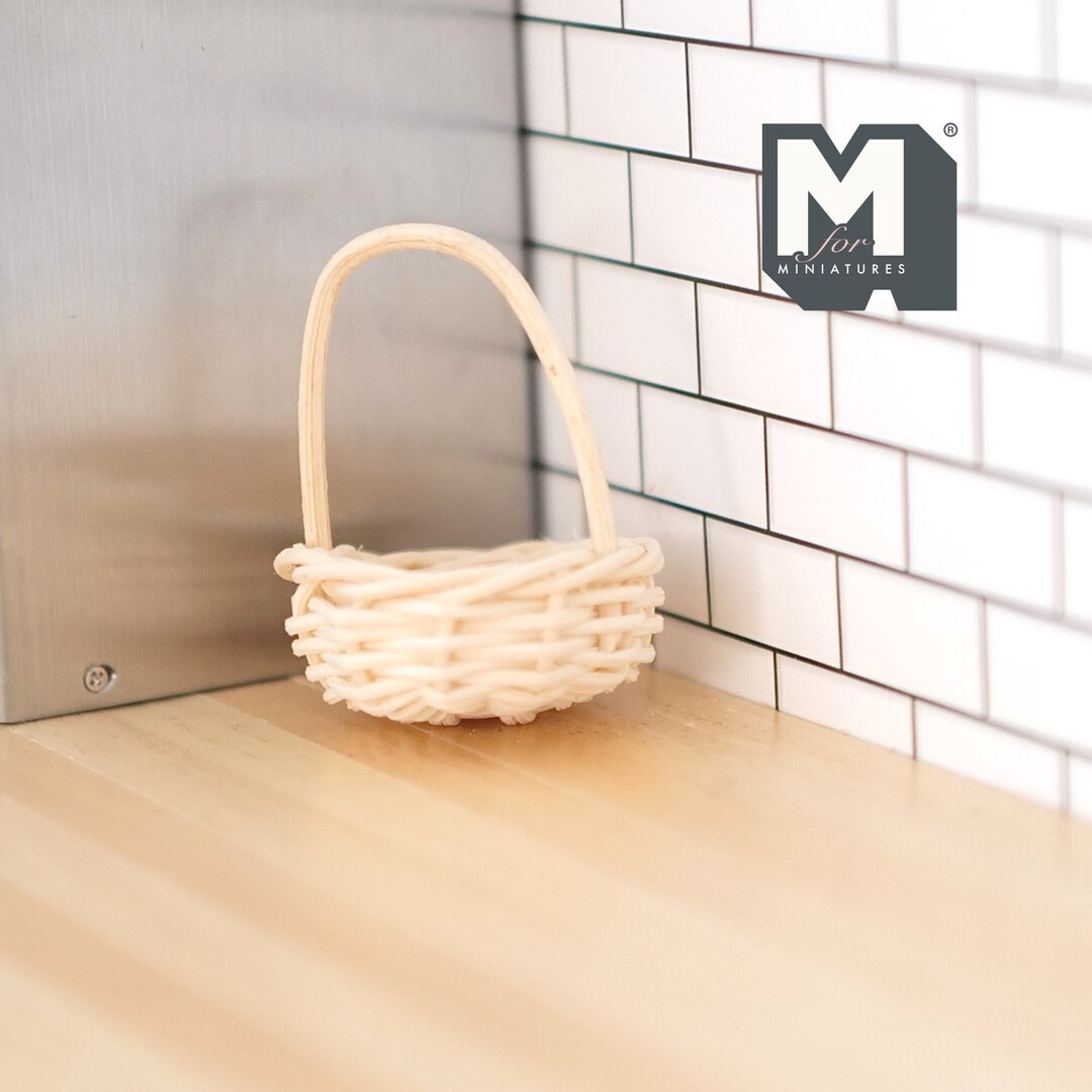 Mini Rope Basket Miniature Handmade Rope Basket 1:12 Scale Dollhouse Handmade Basket ...