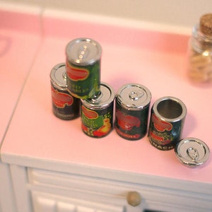 Dollhouse Miniature Friut Tin Cans set in 1:12th Mini Friut Tin Cans E095 image 2