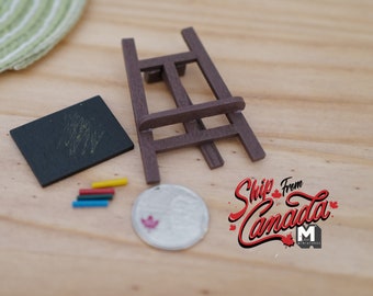 1 1:12 Puppenhausöbel Miniatur Tafel Staffelei mit Ständer Modell aus Holz 