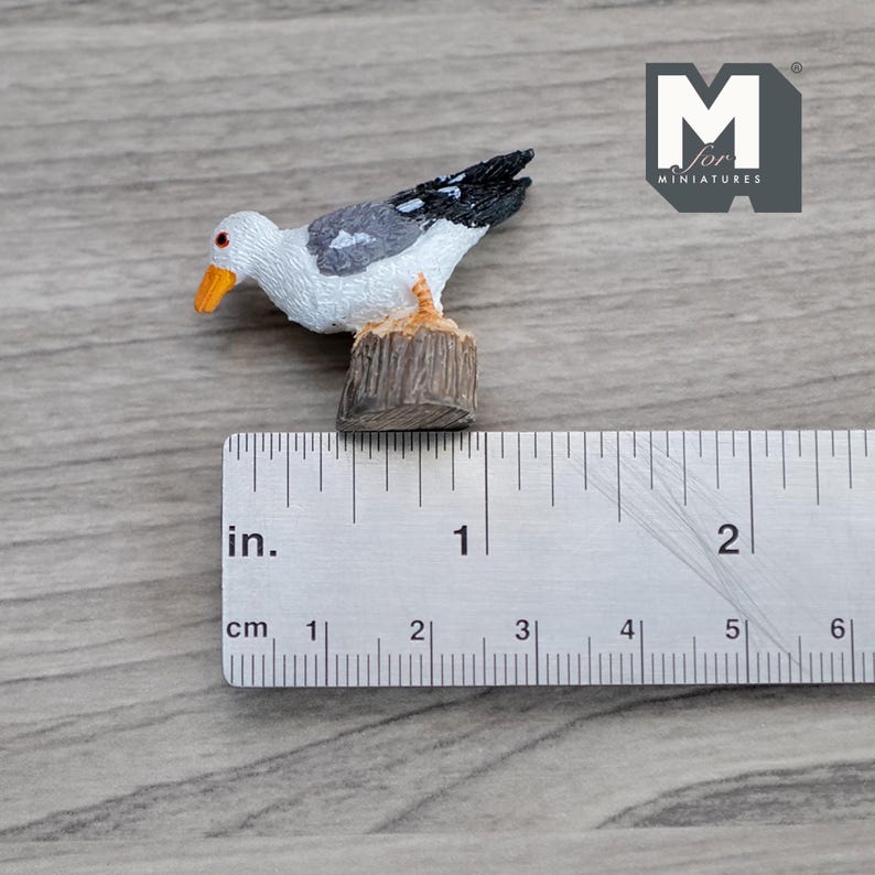 Seagull Ruler Miniature Seagull 1:12 Scale Dollhouse Supplies Herring Gull Beach Bird ...