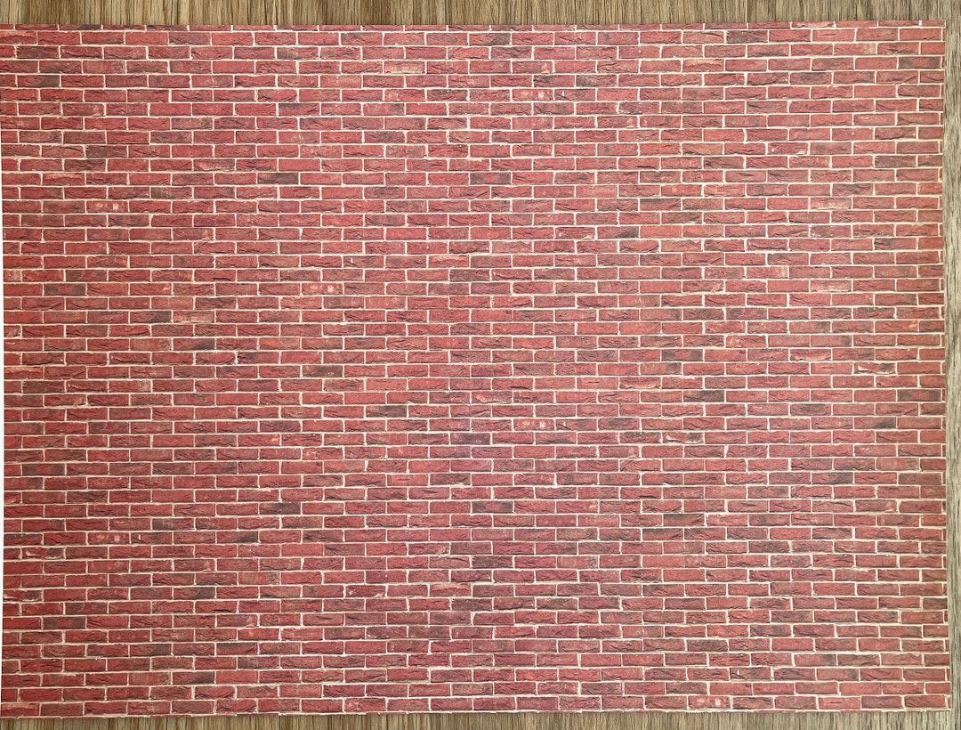 Embossed Dollhouse Brick Wall Sheet Red Brick Stretcher Bond 16 X 115/