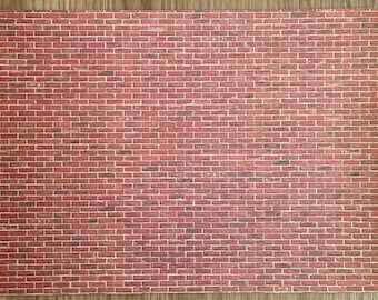 Embossed Dollhouse Supplies Brick Wall Sheet Red Brick Stretcher Bond 16&quot; x 11-5/8&quot;