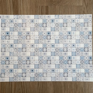 Embossed Dollhouse Supplies Brick Sheet Azure Mediterranean Tiles - 16&quot; x 11-5/8&quot;