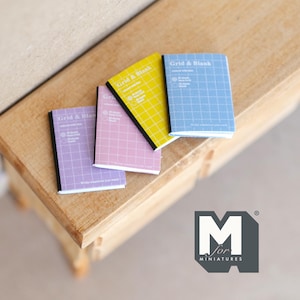 Miniature Notebooks Set 1:12 Scale Dollhouse Supplies Sketchbooks Notepad 1 inch tall (blank pages) - C035