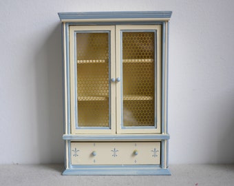 1:12 Dollhouse miniature French style wooden cabinet with glass doors functional drawer miniature cabinet - TS2D