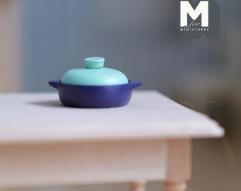 Miniature Cooking Pot 1:12 Scale Dollhouse Kitchen Metal Pot and Lid - H023
