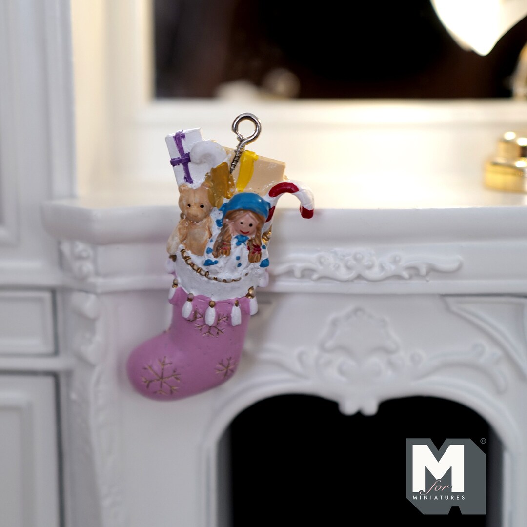 Miniature Filled Christmas Stockings , 112 Scale Dollhouse Christmas