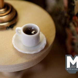1:12 Dollhouse Miniature Cup of Black Coffee Mug and Plate - E084