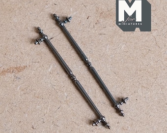 Tiradores largos en miniatura para puertas de casas de muñecas a escala 1:12, manijas para puertas francesas, juego de 2 piezas, 3 cm de alto (gris metalizado) - C049
