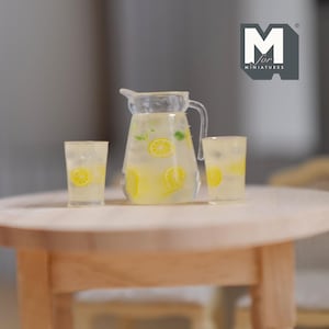 Puppenhaus Miniatur Minz und Zitrone Wasserglas mit Eis und Glas von Minz und Zitrone Wasser mit Eis Miniatur Getränkebrunnen Getränk - H021