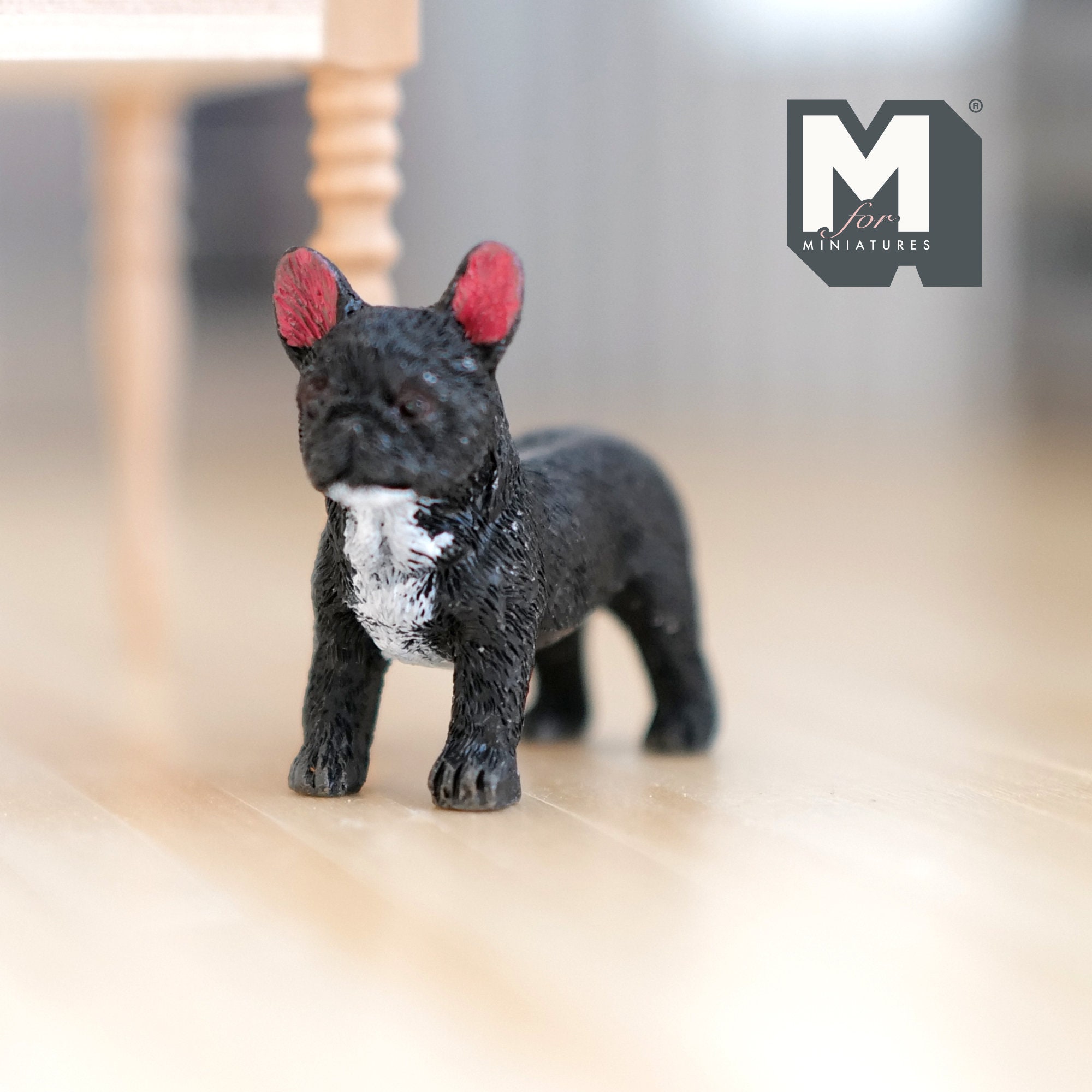 ミニチュア フレンチブルドッグ 子犬 立ち姿 1:12スケール ジオラマ犬