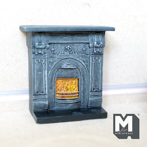 Miniature Victorian Style Fireplace 1:12 Scale Dollhouse Fireplace 3-3/4 inch tall (resin) - K009