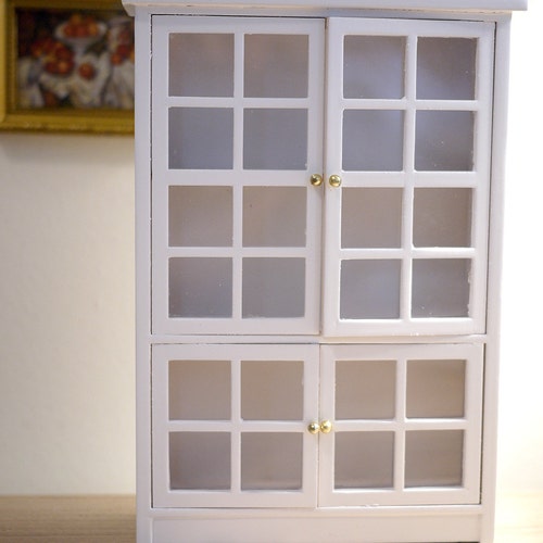Dollhouse Miniature Kitchen Cabinet with food & dishes 1:12 One Inch Scale Y14 Dollhouse Miniature Kitchen Cabinet with food & dishes 1:12 One Inch Scale Y14
