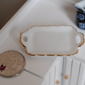 1:12 Maßstab Puppenhaus Zubehör Miniatur Keramik Tablett 3,5 cm lang - H022