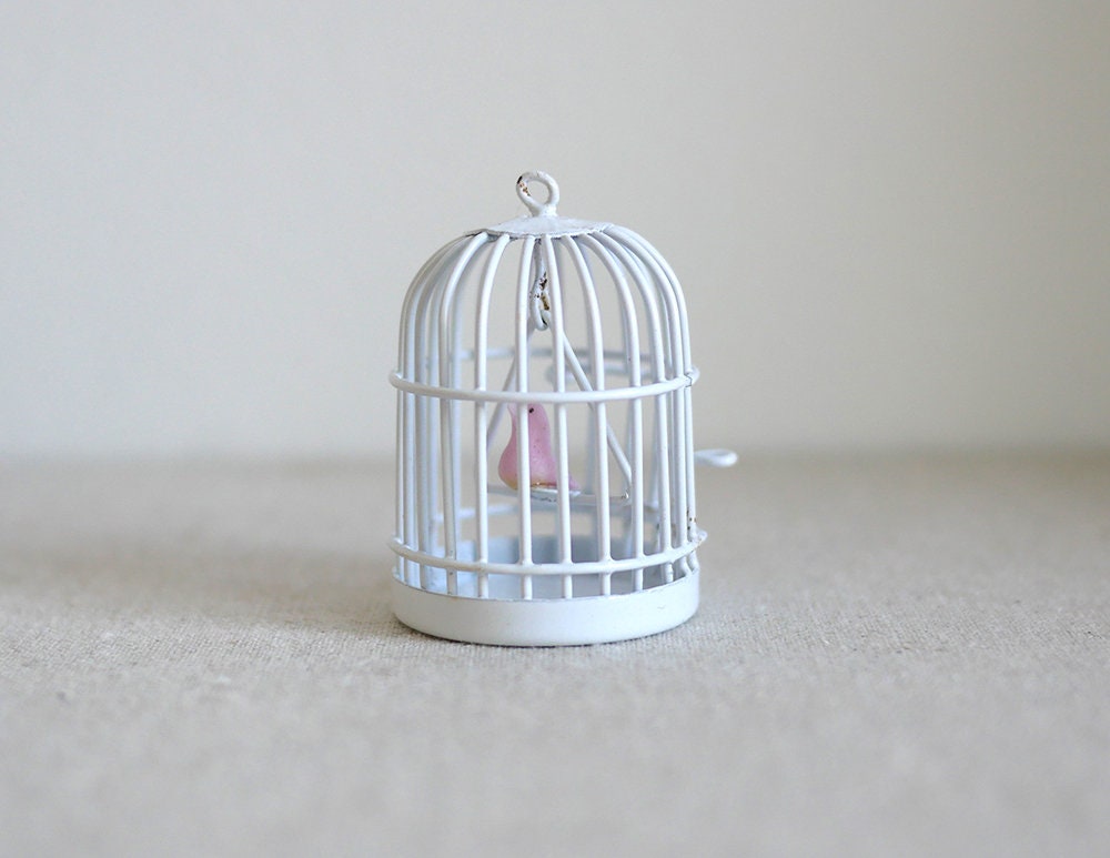 1/12 Dollhouse Furniture Bird Cage Elegant Wooden White Delicate High Quality 