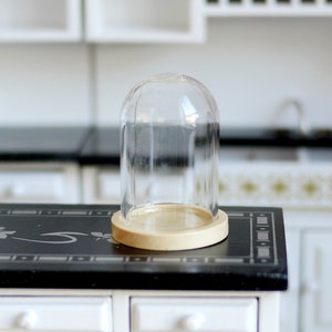 1:12 Poppenhuisbenodigdheden woonkamerdecoratie miniatuur glazen koepel display op houten basis glazen terrarium - A103