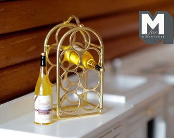 1:12 Miniature Wine Rack with 2 Wine Bottles Wine Bottle Holder Hanging Stand - H009