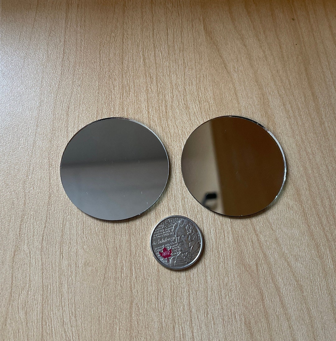 Miniature Glass Round Mirror , Dollhouse Accessories , Real Mini Round