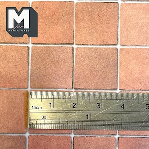 Miniature Terracotta Quarry Tile Embossed Sheet, 11/16 inch Tiles, 15-15/16 x 11-5/8 inch, DIY Dollhouse Supply