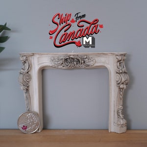 1:12 Dollhouse Miniature Victorian Style Fireplace Aged Gray Ornate Resin - J021