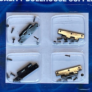 Dollhouse Supplies Miniature Brass Hinge with Nails 4 Knuckles 4 pack Door hinges Window hinges J024