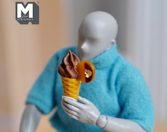 Miniatura de cono de helado suave con rodajas de naranja - H021