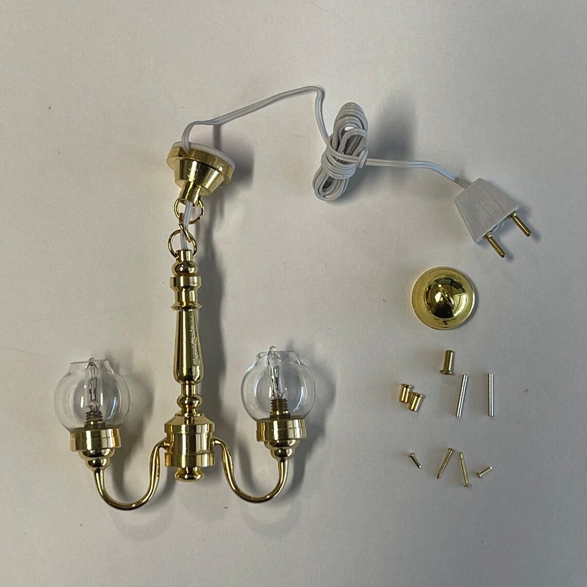 Dollhouse Miniature Globe Chandelier Pendant Light, 2 Up-arm Clear ...