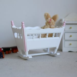 1:12 Dollhouse Supplies Miniature Rocking Crib , 1 inch scale furniture (wood) - G087 J005