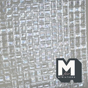 1:12 Scale Miniature Embossed Window Film Set of 2, Clear Textured Glass Block Style, Cut to Size, 8-1/4 inch long, Dollhouse Craft Supply