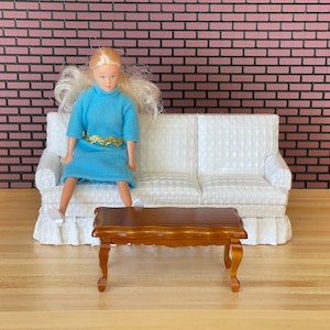 Dollhouse Supplies Couch miniature 3-seat 1:12 scale fabric sofa and coffee table set of 2 - K031