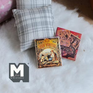Miniature Children Book Covers 1:12 Scale Dollhouse Supplies Story Books Set of 2 , 1-3/8 inch tall (no content) - C040