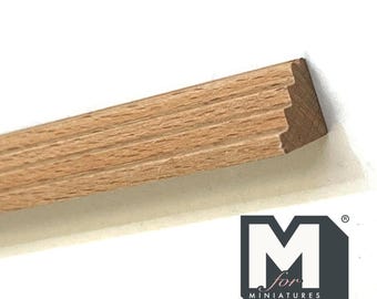 Miniature Stepped Wood Cornice Molding for Dollhouse Ceilings, 12 inch long