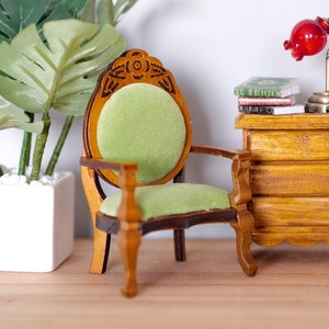 Dollhouse Supplies Miniature wooden chair arm chair dolls house wood chair 1 12th scale miniature - K037