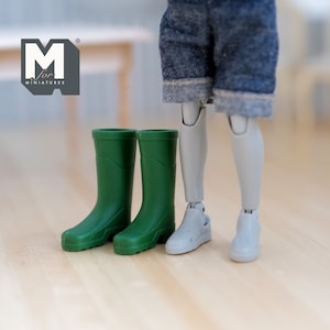 Miniatuur regenlaarzen schaal 1:12 kleding groene rubberen regenlaarzen (plastic) - B063
