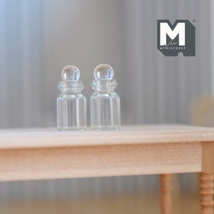 1:12 Scale Miniature Glass Bottle Set of 2 , 1 inch tall - E083