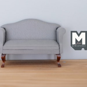 1:12 Miniature couch armchair doll house twin double seat sofa Dollhouse Supplies living room table (gray) - K030
