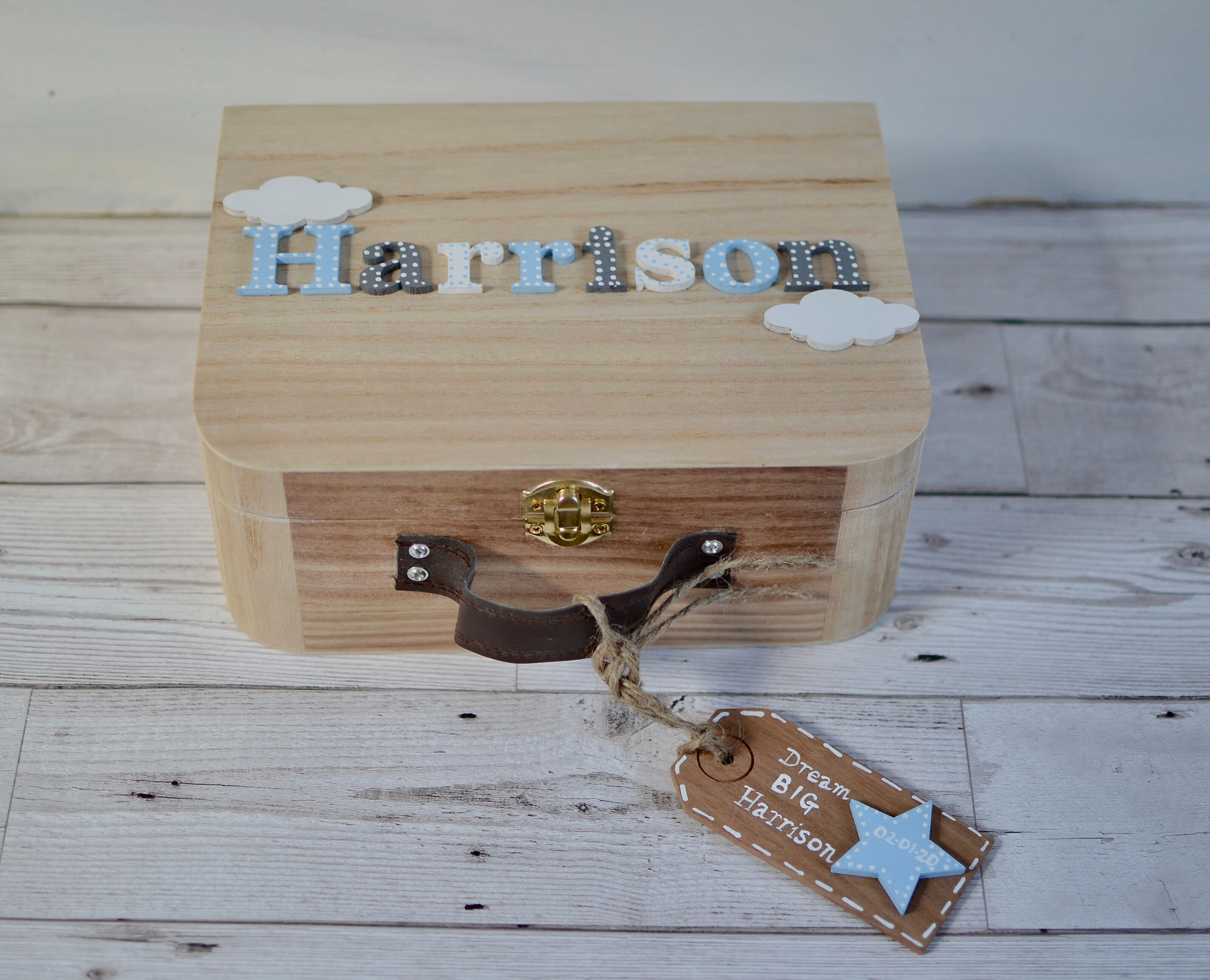 Personalised Memory Keepsake Box Boys cloud Memory Box Etsy