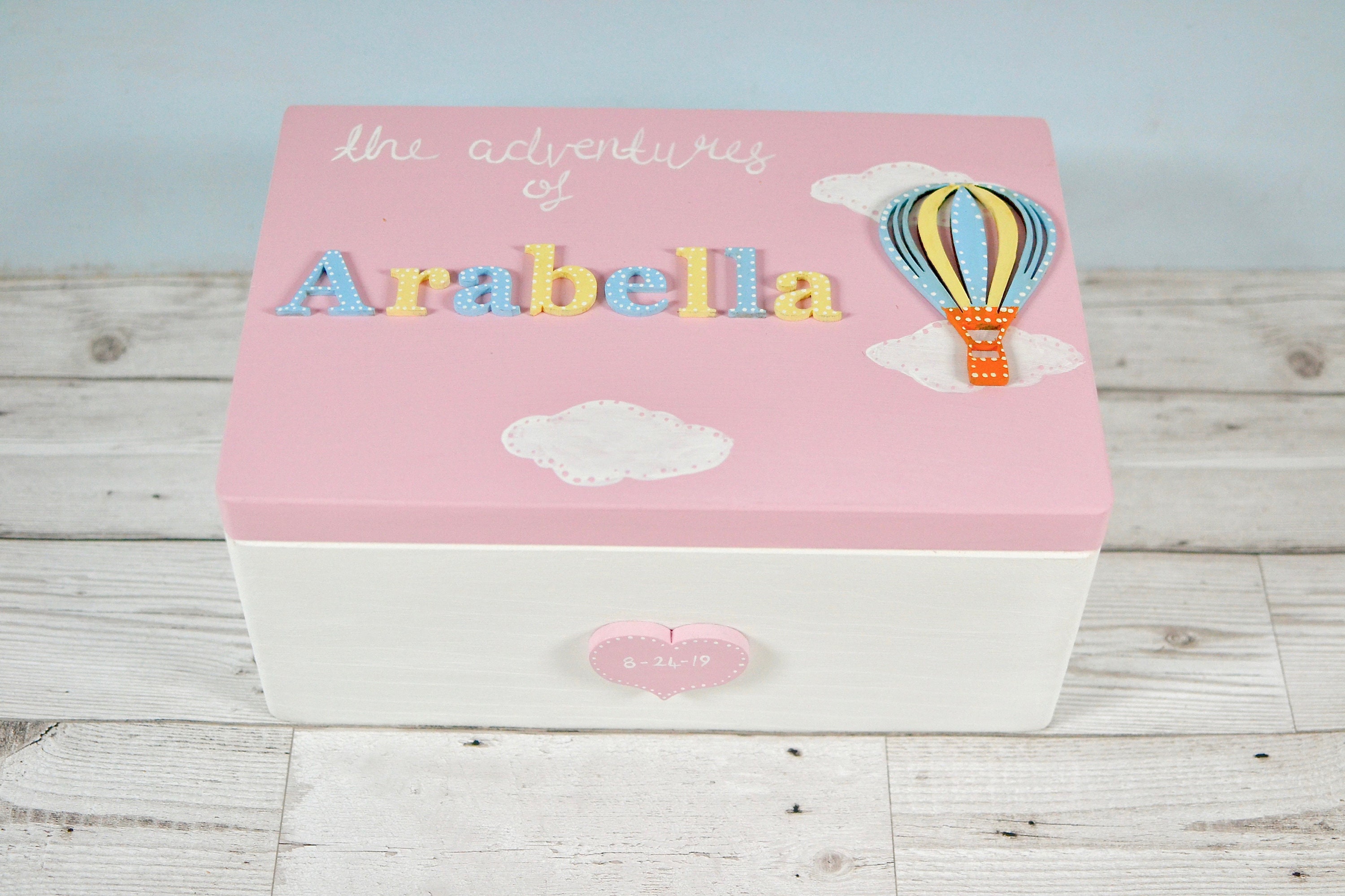 Personalised Wooden Keepsake Box Baby Girl Large Memory Box Etsy